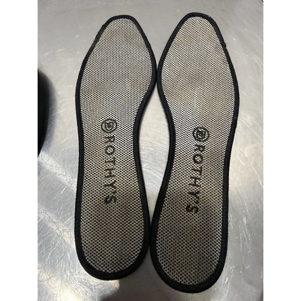 Rothy’s Black Knit Ballet Flats with Blue Trim